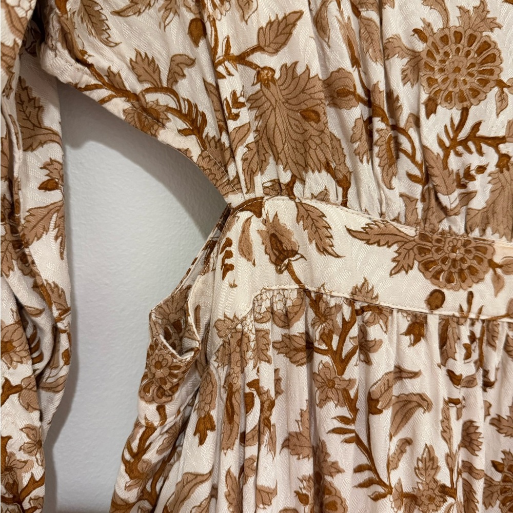 Cleobella Brown and Cream Floral Long Sleeve Dress - Picture 6 of 7